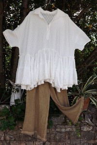 PANTALON MAILLE LIN COTON CANNELLE AUGUSTE ET BLOUSE BARBARA