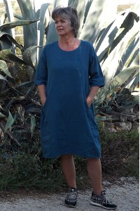 ROBE EN LIN EVA BLEU INCA