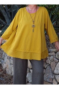 TUNIQUE COTON GRANDE TAILLE ADELIE CURRY ET PANTALON MARIUS