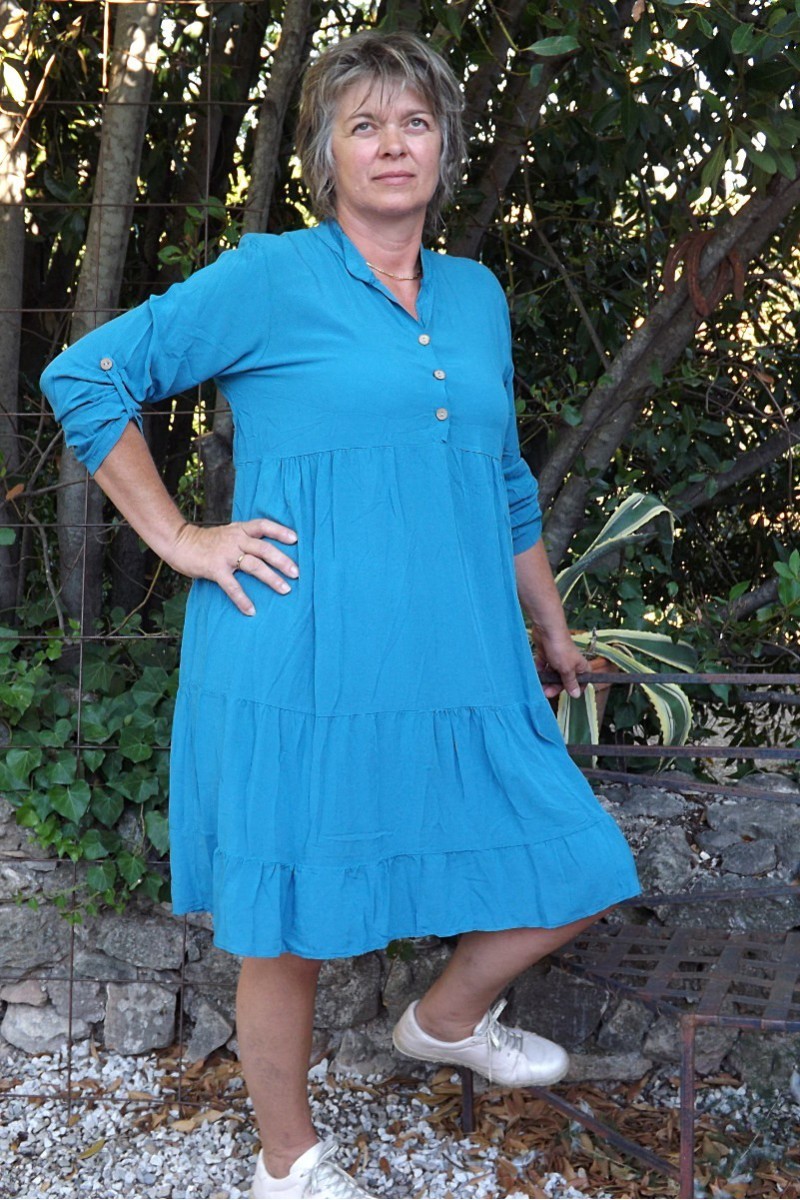 ROBE OU TUNIQUE MANCHES LONGUES INES BLEU CANARD