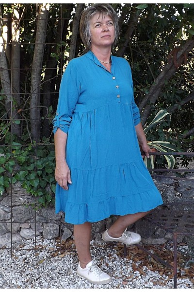 ROBE OU TUNIQUE MANCHES LONGUES INES BLEU CANARD