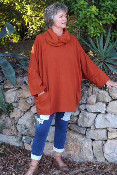 TUNIQUE AMPLE NINA ROUILLE ET PANTALON JEGGING ANGUS 
