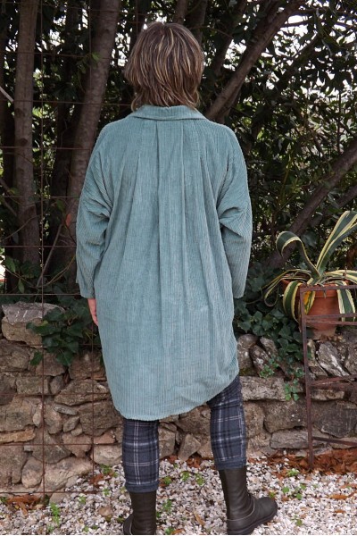 ROBE - TUNIQUE VELOURS VERT JADE AGNES