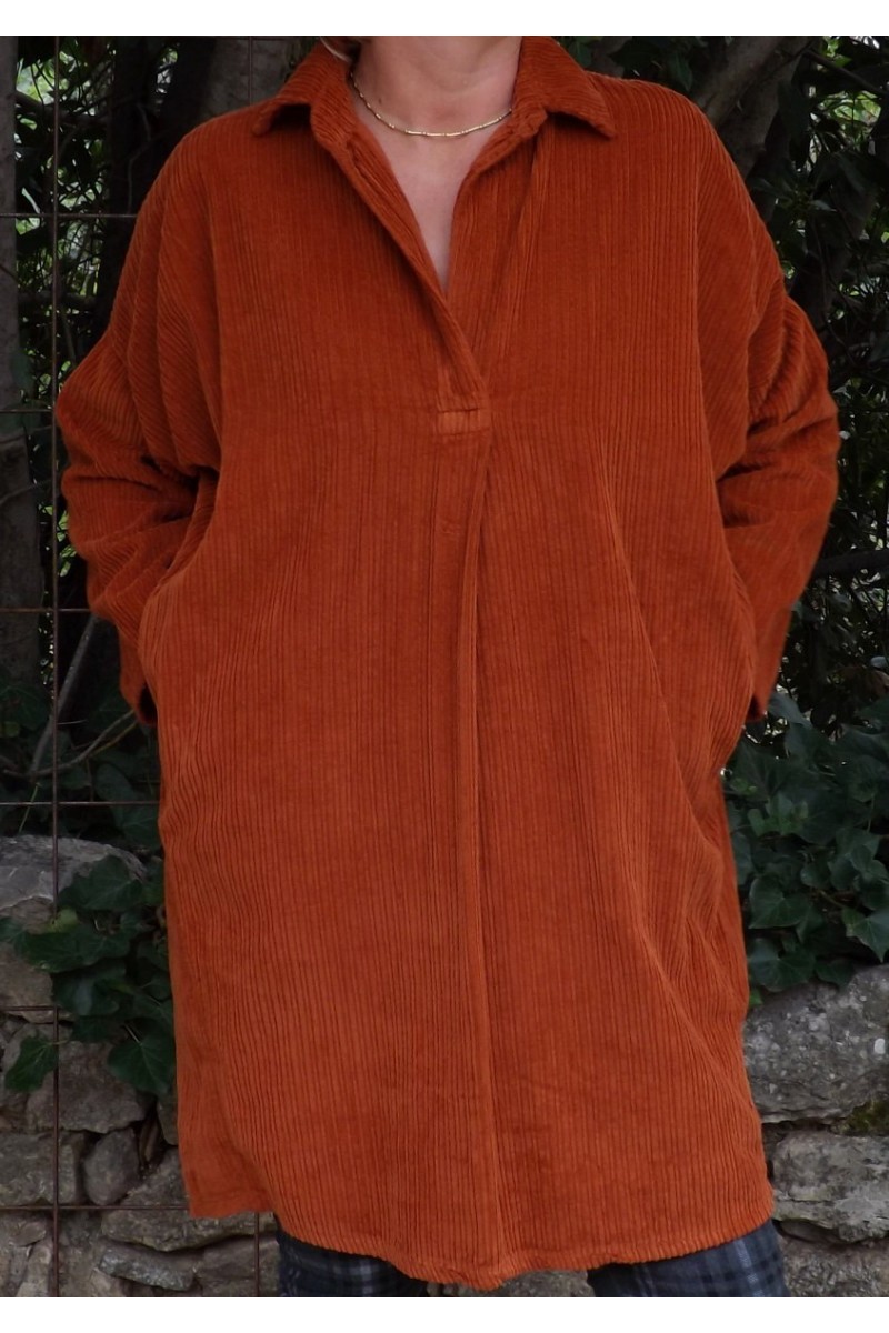 ROBE - TUNIQUE VELOURS ROUILLE AGNES