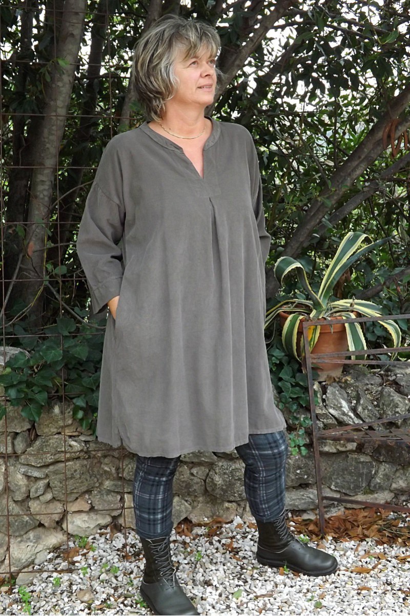 ROBE VELOURS MILLERAIES TAUPE PAULINE