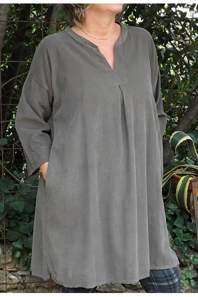 ROBE VELOURS MILLERAIES TAUPE PAULINE