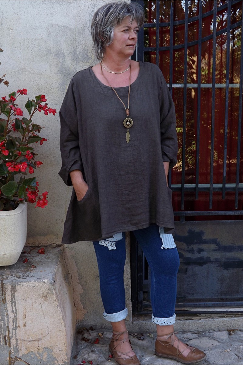 TUNIQUE LIN EPAIS GRANDE TAILLE LISA CHOCO ET LE JEGGING ANGUS TUNIQUE LIN EPAIS GRANDE TAILLE LISA CHOCO ET LE JEGGING ANGUS