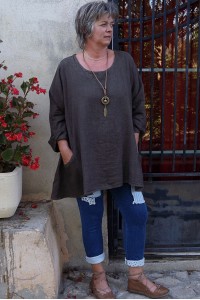 TUNIQUE LIN EPAIS GRANDE TAILLE LISA CHOCO ET LE JEGGING ANGUS