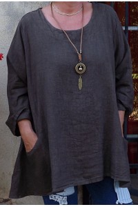 TUNIQUE LIN EPAIS GRANDE TAILLE LISA CHOCO ET LE JEGGING ANGUS