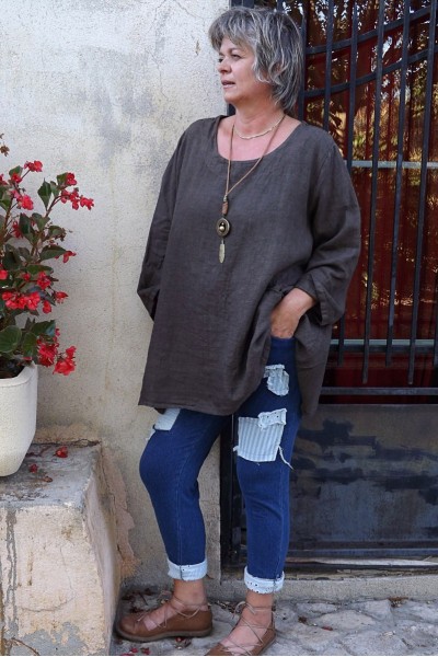 TUNIQUE LIN EPAIS GRANDE TAILLE LISA CHOCO ET LE JEGGING ANGUS