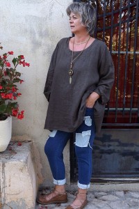 TUNIQUE LIN EPAIS GRANDE TAILLE LISA CHOCO ET LE JEGGING ANGUS