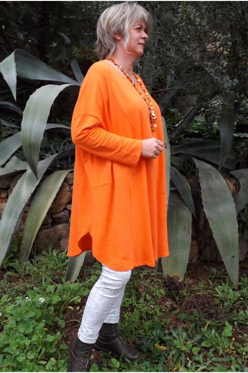 ROBE GRANDE TAILLE ADELIE ORANGE ET JEGGING JEAN