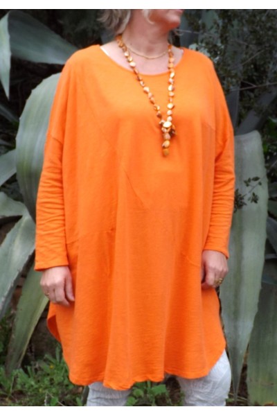 ROBE GRANDE TAILLE ADELIE ORANGE ET JEGGING JEAN