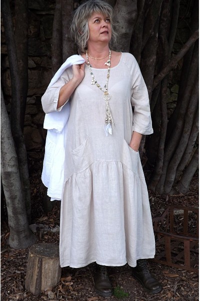 Robe longue lin Cassandre beige