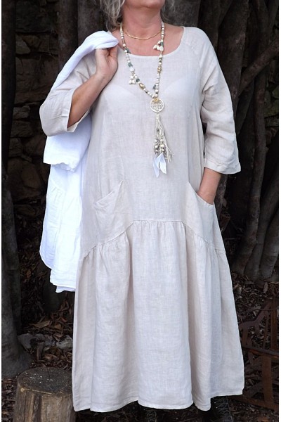 Robe longue lin Cassandre beige