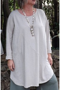 Robe grande taille Adèlie beige et pantalon Augustin