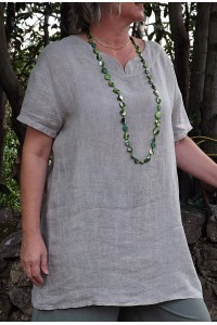 Tunique lin Elena taupe et pantalon augustin