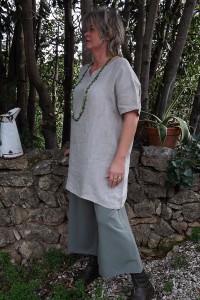 Tunique lin Elena taupe et pantalon augustin