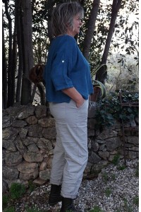 Top en lin Maxime bleu canard et jegging Gaston