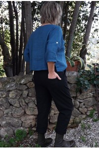 Jegging grande taille gaston noir et top lin maxime