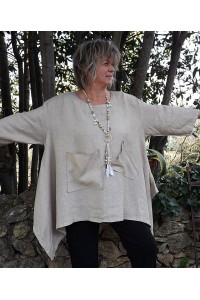 Tunique lin grande taille Honorine beige