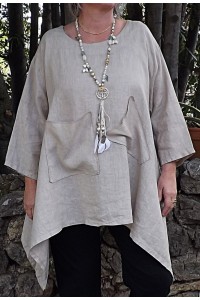 Tunique lin grande taille Honorine beige