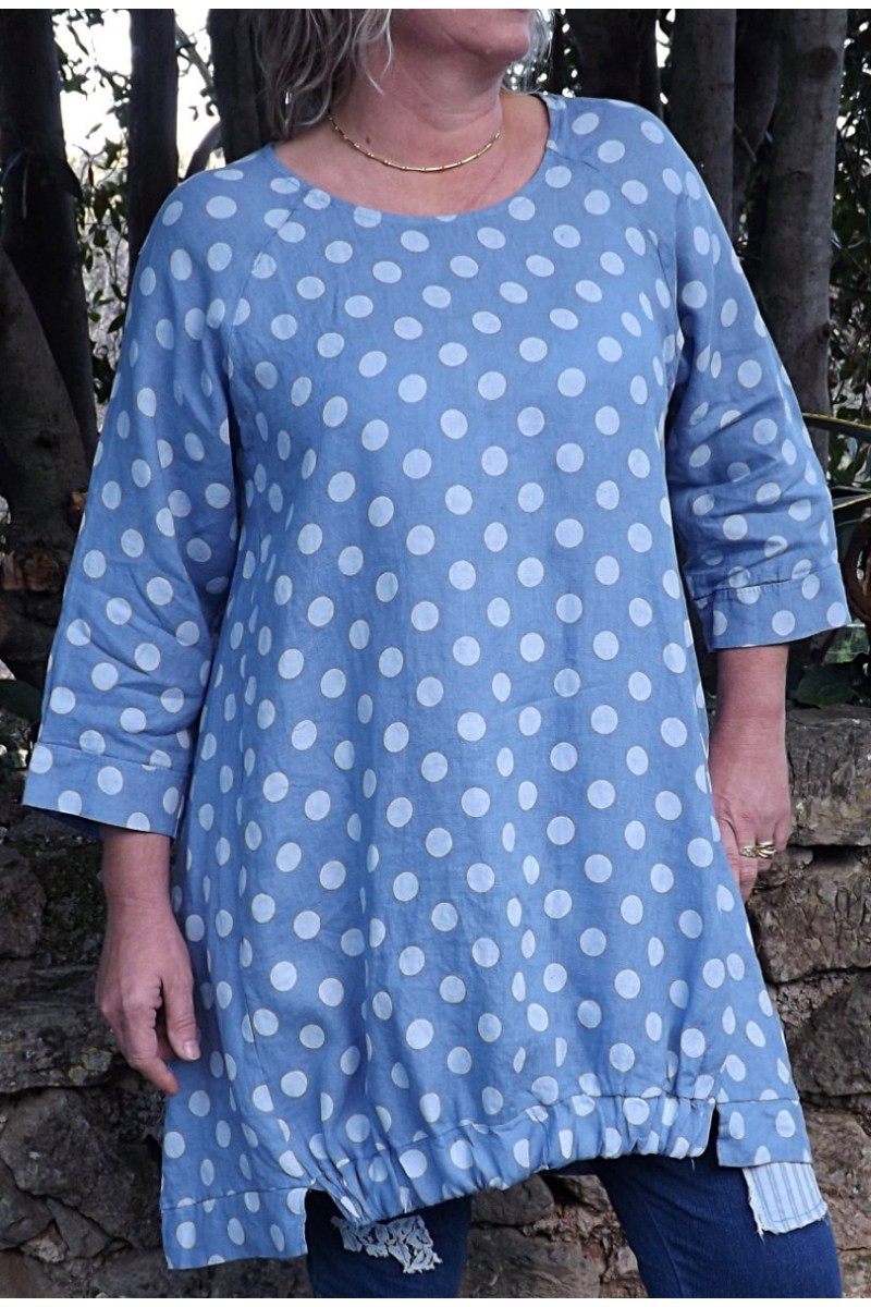 Robe ou Tunique lin Lola bleue et pantalon Angus