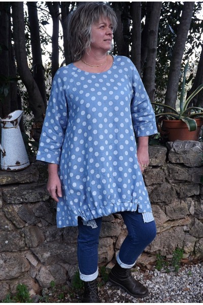 Robe ou Tunique lin Lola bleue et pantalon Angus