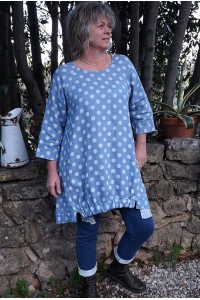 Robe ou Tunique lin Lola bleue et pantalon Angus