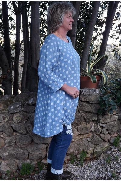 Robe ou Tunique lin Lola bleue et pantalon Angus