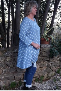 Robe ou Tunique lin Lola bleue et pantalon Angus