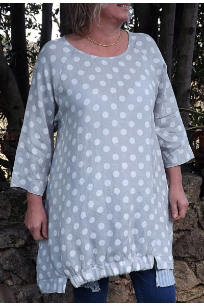 Robe ou Tunique lin Lola gris perle et pantalon Angus