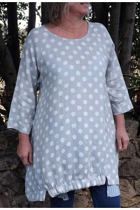 Robe ou Tunique lin Lola gris perle et pantalon Angus