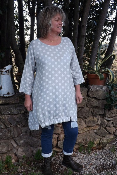 Robe ou Tunique lin Lola gris perle et pantalon Angus