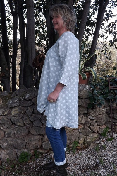 Robe ou Tunique lin Lola gris perle et pantalon Angus