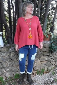 Top coton Jack framboise et pantalon Angus