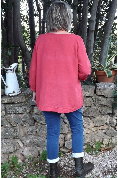 Top coton Jack framboise et pantalon Angus