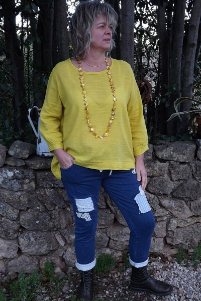 Top coton Jack couleur genêt et pantalon Angus