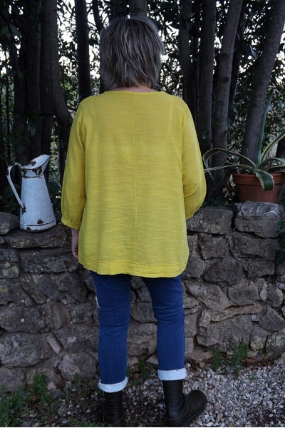 Top coton Jack couleur genêt et pantalon Angus