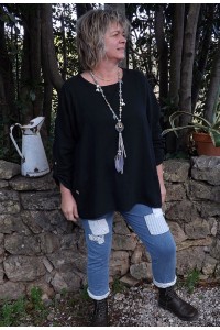 Top coton grande taille Léon couleur noire
