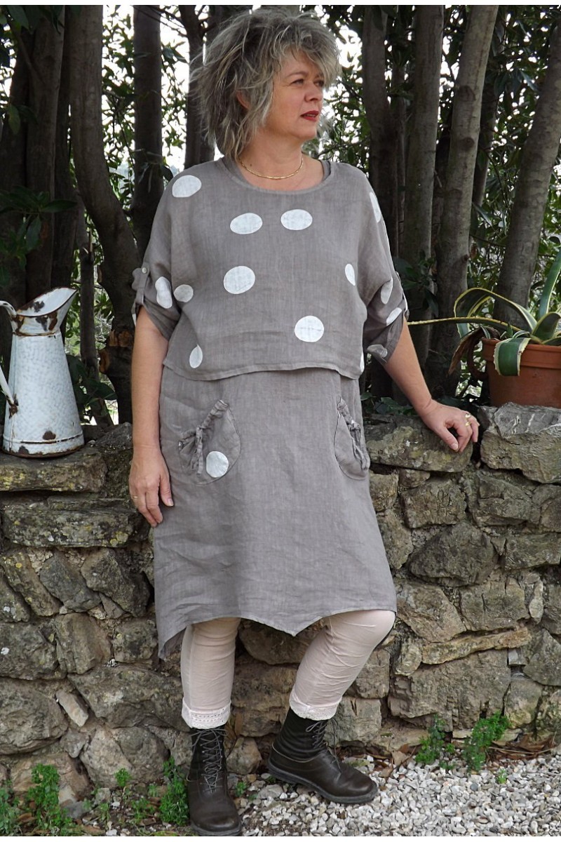 Robe et top en lin Suzette taupe