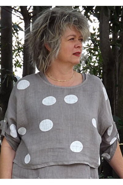 Robe et top en lin Suzette taupe