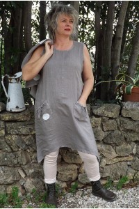 Robe et top en lin Suzette taupe