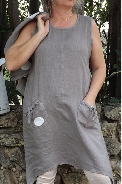 Robe et top en lin Suzette taupe