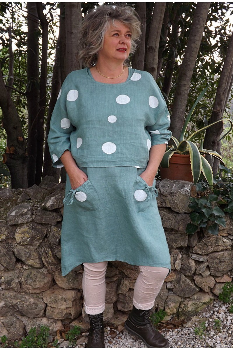 Robe et top en lin Suzette jade