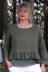 Top lin kaki délavé Celestin