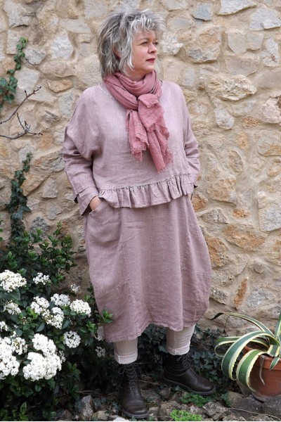 Robe lin Celestine rose victoria et le top lin Celestin