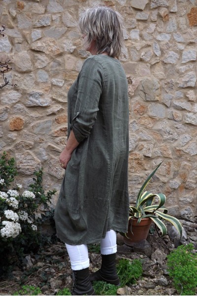 Robe lin Celestine kaki délavé