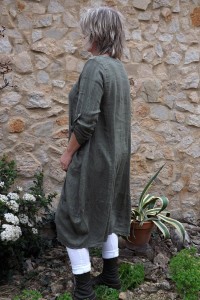Robe lin Celestine kaki délavé
