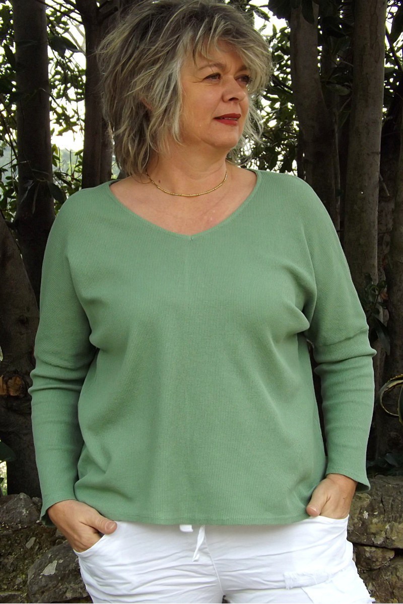 Top coton Théo vert olive